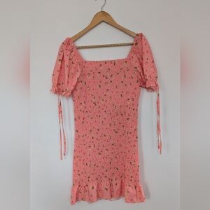 Pink Floral Smocked Dress